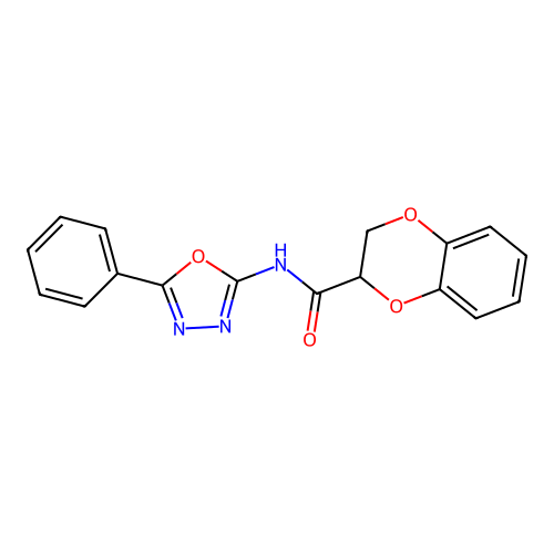 N-(5-phenyl-1,3,4-oxadiazol-2-yl)-2,3-dihydrobenzo[b][1,4]dioxine-2-carboxamide structure