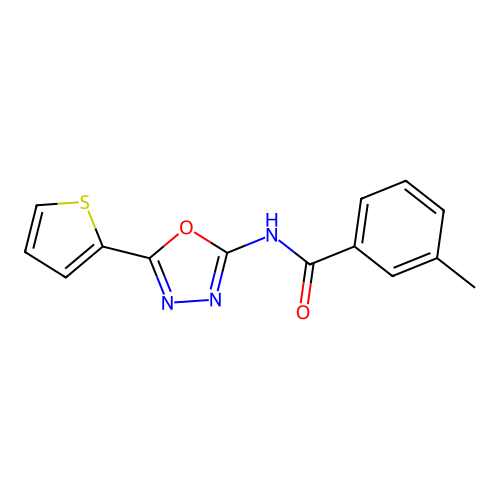 3-methyl-N-(5-thiophen-2-yl-1,3,4-oxadiazol-2-yl)benzamide structure