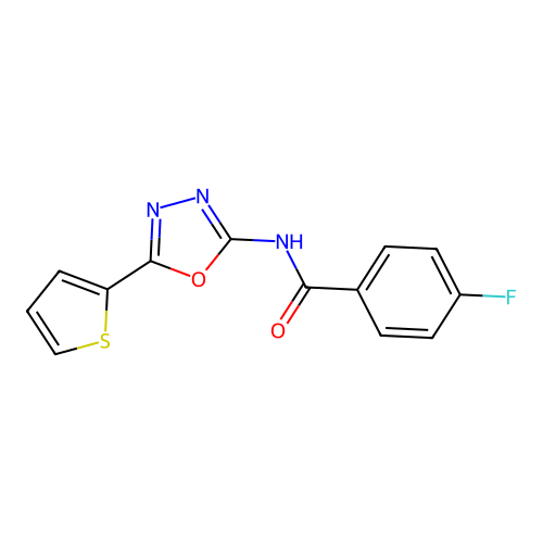 4-fluoro-N-[5-(thiophen-2-yl)-1,3,4-oxadiazol-2-yl]benzamide structure