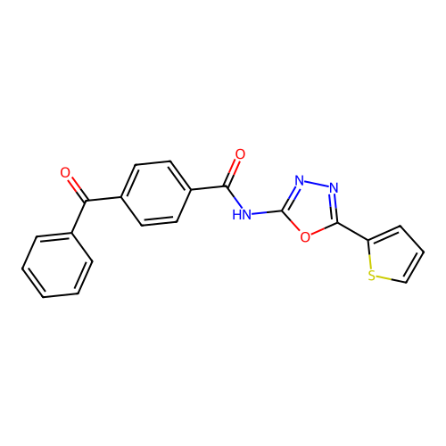 4-benzoyl-N-(5-thiophen-2-yl-1,3,4-oxadiazol-2-yl)benzamide structure