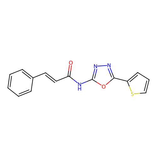N-(5-(thiophen-2-yl)-1,3,4-oxadiazol-2-yl)cinnamamide structure