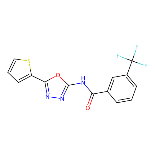 N-(5-thiophen-2-yl-1,3,4-oxadiazol-2-yl)-3-(trifluoromethyl)benzamide structure