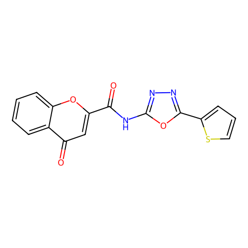 4-oxo-N-(5-thiophen-2-yl-1,3,4-oxadiazol-2-yl)chromene-2-carboxamide structure