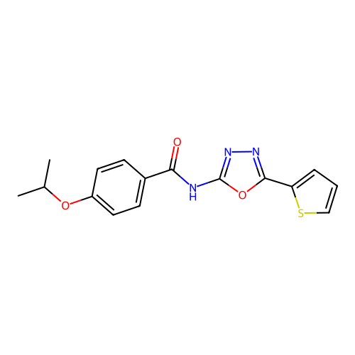 4-isopropoxy-N-(5-(thiophen-2-yl)-1,3,4-oxadiazol-2-yl)benzamide structure