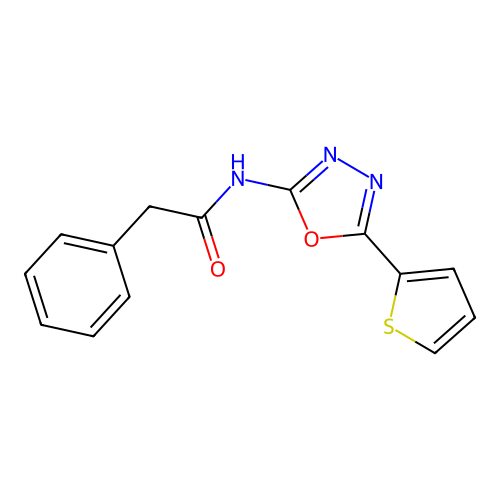 2-phenyl-N-(5-(thiophen-2-yl)-1,3,4-oxadiazol-2-yl)acetamide structure