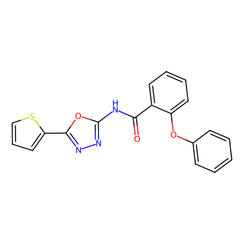 2-phenoxy-N-[5-(thiophen-2-yl)-1,3,4-oxadiazol-2-yl]benzamide structure