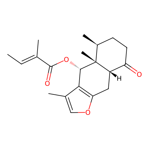 6alpha-Tiglinoyloxy-10betaH-furanoeremophil-1-one structure