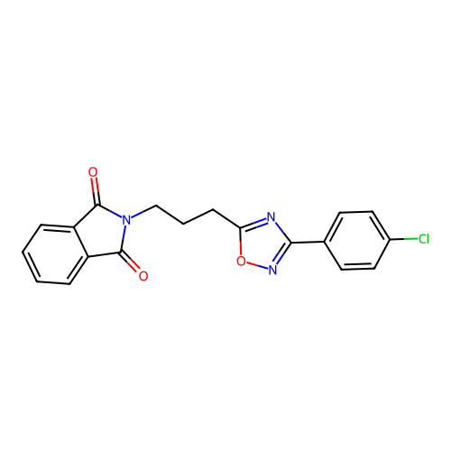 2-[3-[3-(4-Chlorophenyl)-1,2,4-oxadiazol-5-yl]propyl]-1H-isoindole-1,3(2H)-dione structure
