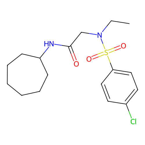 2-[(4-chlorophenyl)sulfonyl-ethylamino]-N-cycloheptylacetamide structure