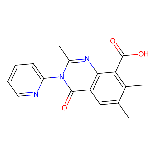8-Quinazolinecarboxylic acid, 3,4-dihydro-4-oxo-3-(2-pyridyl)-2,6,7-trimethyl- structure