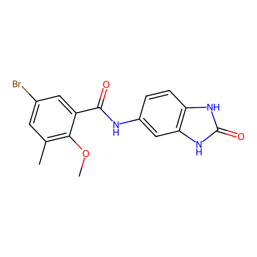 5-bromo-2-methoxy-3-methyl-N-(2-oxo-2,3-dihydro-1H-benzimidazol-5-yl)benzamide structure