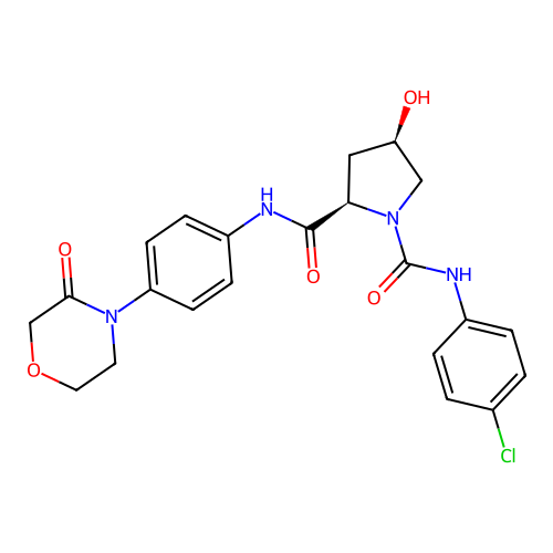 (2R,4R)-N1-(4-chlorophenyl)-4-hydroxy-N2-(4-(3-oxomorpholino)phenyl)pyrrolidine-1,2-dicarboxamide structure