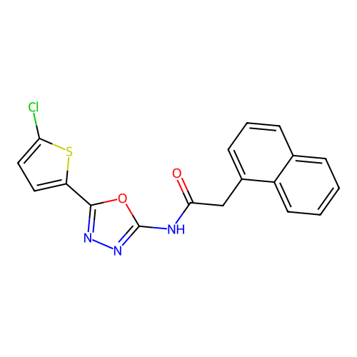 N-[5-(5-chlorothiophen-2-yl)-1,3,4-oxadiazol-2-yl]-2-(naphthalen-1-yl)acetamide structure
