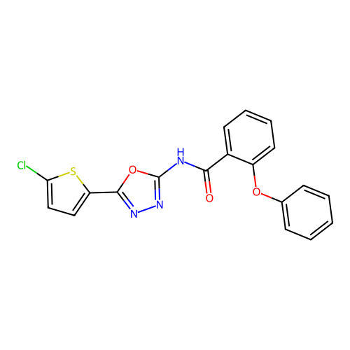 N-[5-(5-chlorothiophen-2-yl)-1,3,4-oxadiazol-2-yl]-2-phenoxybenzamide structure