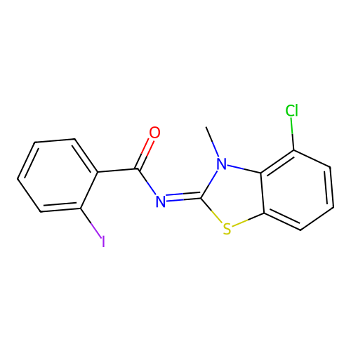 N-(4-chloro-3-methyl-1,3-benzothiazol-2-ylidene)-2-iodobenzamide structure