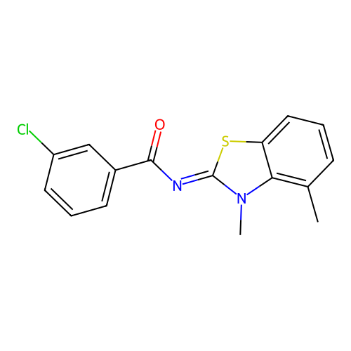 3-chloro-N-(3,4-dimethyl-1,3-benzothiazol-2-ylidene)benzamide structure