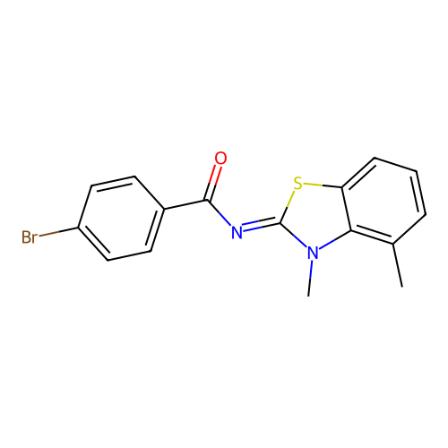 (E)-4-bromo-N-(3,4-dimethylbenzo[d]thiazol-2(3H)-ylidene)benzamide structure