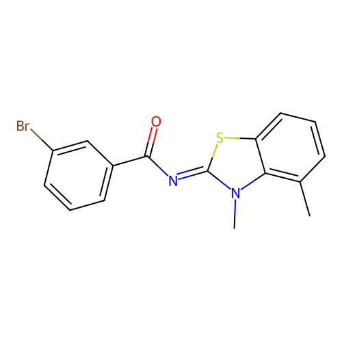 (E)-3-bromo-N-(3,4-dimethylbenzo[d]thiazol-2(3H)-ylidene)benzamide structure