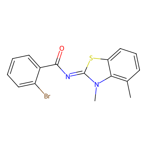 2-bromo-N-(3,4-dimethyl-1,3-benzothiazol-2-ylidene)benzamide structure