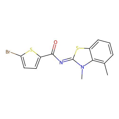 (E)-5-bromo-N-(3,4-dimethylbenzo[d]thiazol-2(3H)-ylidene)thiophene-2-carboxamide structure