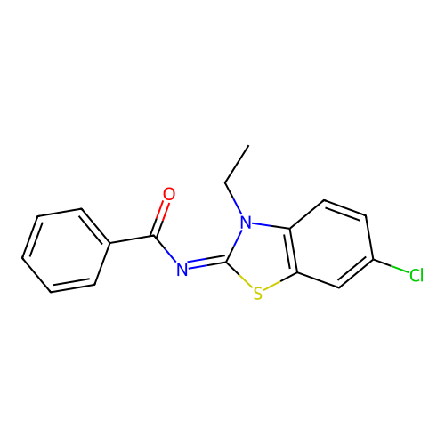 N-(6-chloro-3-ethyl-1,3-benzothiazol-2-ylidene)benzamide structure