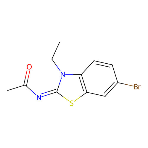 N-(6-bromo-3-ethyl-1,3-benzothiazol-2-ylidene)acetamide structure
