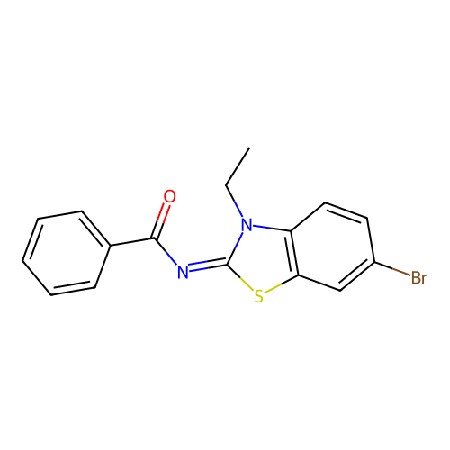 N-(6-bromo-3-ethyl-1,3-benzothiazol-2-ylidene)benzamide structure