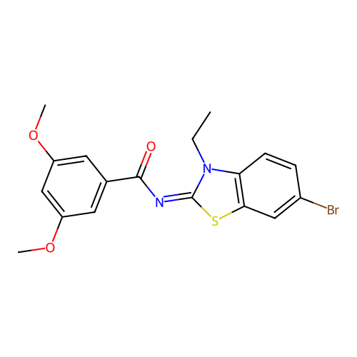 N-(6-bromo-3-ethyl-1,3-benzothiazol-2-ylidene)-3,5-dimethoxybenzamide structure