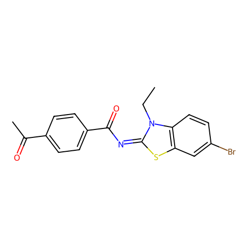 (E)-4-acetyl-N-(6-bromo-3-ethylbenzo[d]thiazol-2(3H)-ylidene)benzamide structure