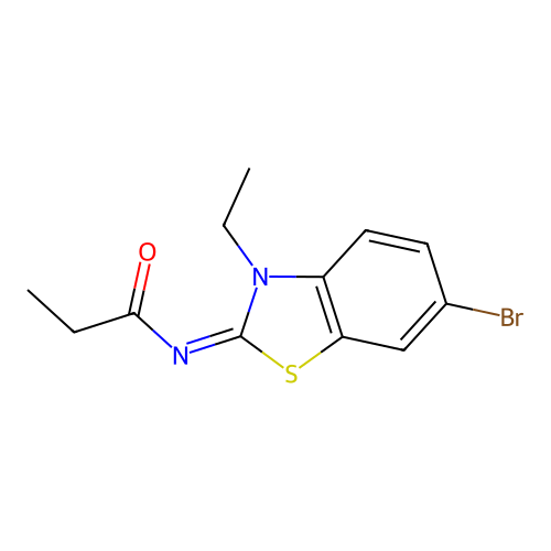 N-(6-bromo-3-ethyl-1,3-benzothiazol-2-ylidene)propanamide structure
