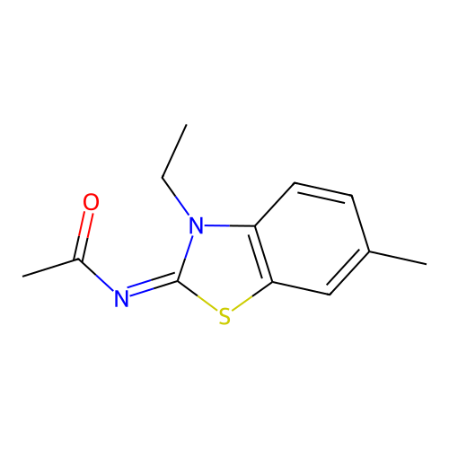 N-(3-ethyl-6-methyl-1,3-benzothiazol-2-ylidene)acetamide structure