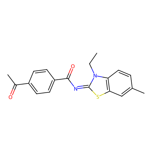(E)-4-acetyl-N-(3-ethyl-6-methylbenzo[d]thiazol-2(3H)-ylidene)benzamide structure