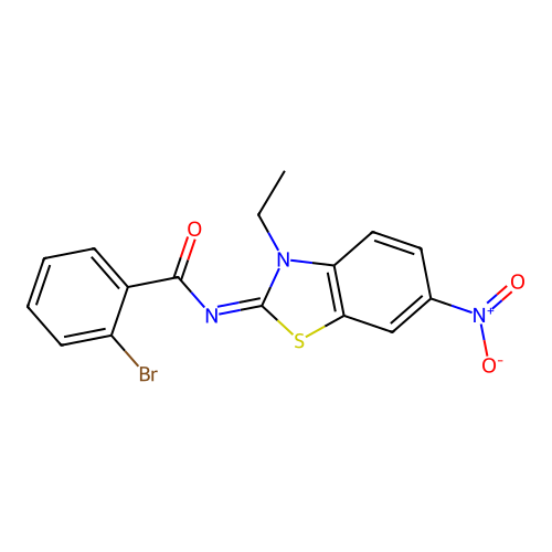2-bromo-N-(3-ethyl-6-nitro-1,3-benzothiazol-2-ylidene)benzamide structure