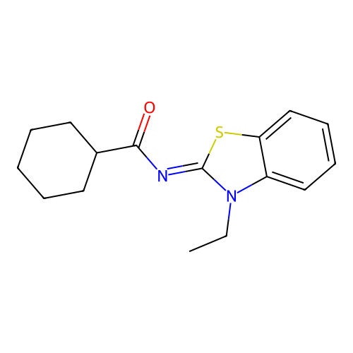 N-(3-ethyl-1,3-benzothiazol-2-ylidene)cyclohexanecarboxamide structure