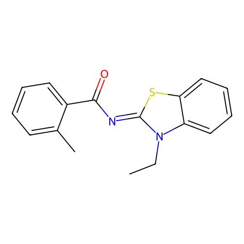 N-(3-ethyl-1,3-benzothiazol-2-ylidene)-2-methylbenzamide structure