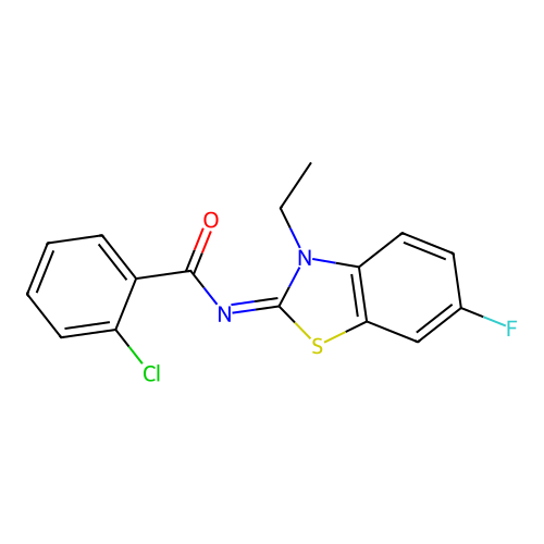 (E)-2-chloro-N-(3-ethyl-6-fluorobenzo[d]thiazol-2(3H)-ylidene)benzamide structure