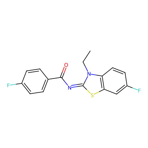 N-(3-ethyl-6-fluoro-1,3-benzothiazol-2-ylidene)-4-fluorobenzamide structure