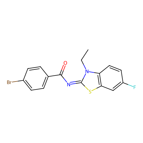 (E)-4-bromo-N-(3-ethyl-6-fluorobenzo[d]thiazol-2(3H)-ylidene)benzamide structure
