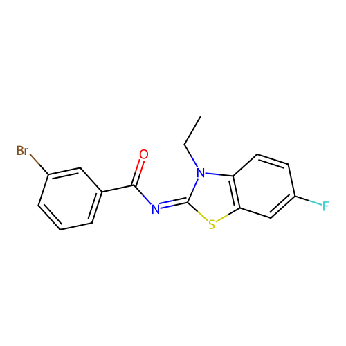 (E)-3-bromo-N-(3-ethyl-6-fluorobenzo[d]thiazol-2(3H)-ylidene)benzamide structure