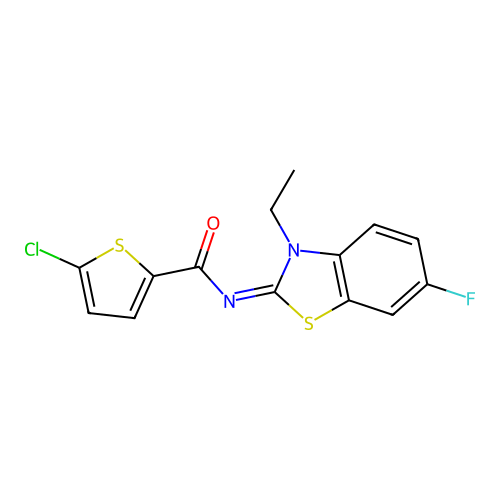 5-chloro-N-(3-ethyl-6-fluoro-1,3-benzothiazol-2-ylidene)thiophene-2-carboxamide structure
