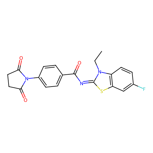 4-(2,5-dioxopyrrolidin-1-yl)-N-[(2E)-3-ethyl-6-fluoro-2,3-dihydro-1,3-benzothiazol-2-ylidene]benzamide structure