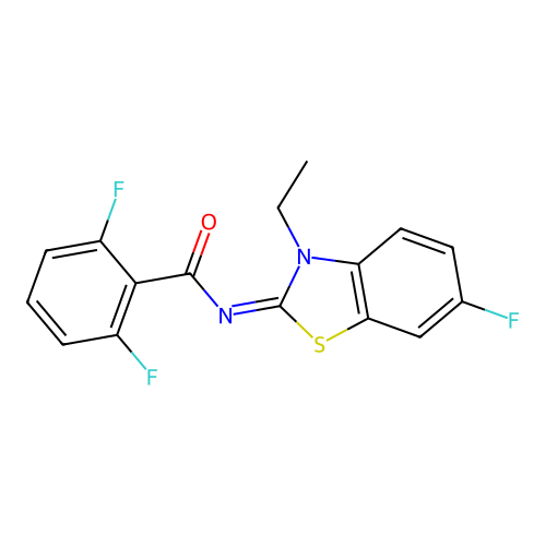 N-(3-ethyl-6-fluoro-1,3-benzothiazol-2-ylidene)-2,6-difluorobenzamide structure