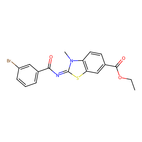 (E)-ethyl 2-((3-bromobenzoyl)imino)-3-methyl-2,3-dihydrobenzo[d]thiazole-6-carboxylate structure