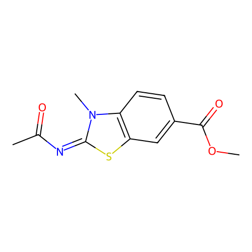 Methyl 2-acetylimino-3-methyl-1,3-benzothiazole-6-carboxylate structure