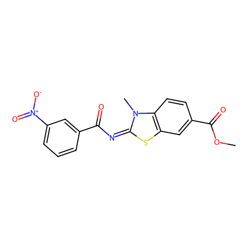 Methyl 3-methyl-2-(3-nitrobenzoyl)imino-1,3-benzothiazole-6-carboxylate structure