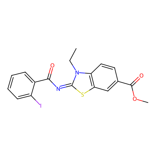Methyl 3-ethyl-2-(2-iodobenzoyl)imino-1,3-benzothiazole-6-carboxylate structure