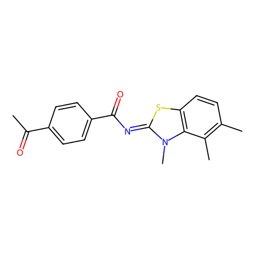 4-acetyl-N-(3,4,5-trimethyl-1,3-benzothiazol-2-ylidene)benzamide structure