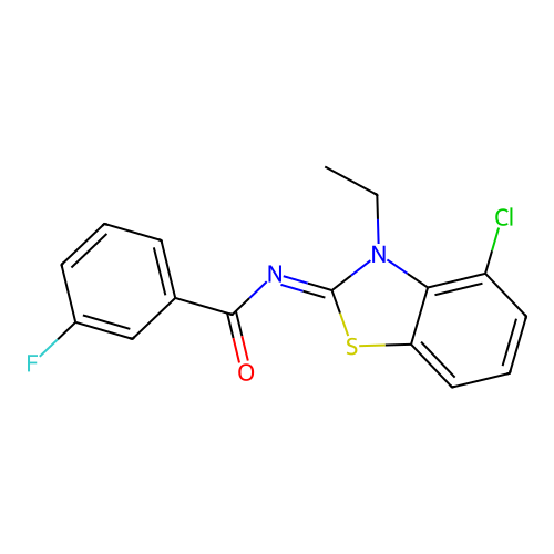 N-(4-chloro-3-ethyl-1,3-benzothiazol-2-ylidene)-3-fluorobenzamide structure