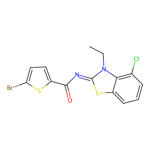 (E)-5-bromo-N-(4-chloro-3-ethylbenzo[d]thiazol-2(3H)-ylidene)thiophene-2-carboxamide structure