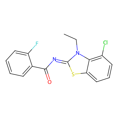 (E)-N-(4-chloro-3-ethylbenzo[d]thiazol-2(3H)-ylidene)-2-fluorobenzamide structure